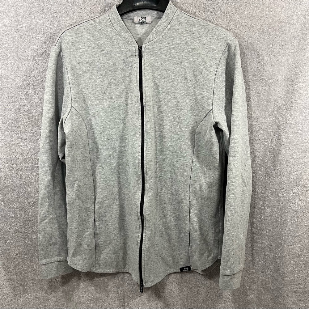One Bone Grey Long Sleeve Full Zip Bullet Jacket Men's Size -2 ( Medium )